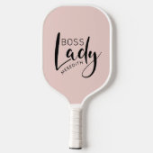 Blush Pink Personalized Boss Lady Logo Pickleball Paddle (Achterkant)