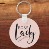 Blush Pink Personalized Boss Lady Logo Sleutelhanger (Voorkant)