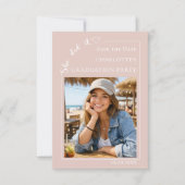 Blush Pink Photo Graduation party Save the Date (Devant)