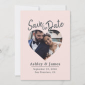 Blush Pink Photo Modern Script Save the Date (Devant)