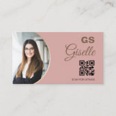 Blush Pink Photo Monogram Realtor QR-code Visitekaartje (Voorkant)