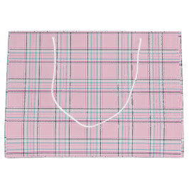 Blush Pink Plaid Grote Gift Bag Groot Cadeauzakje