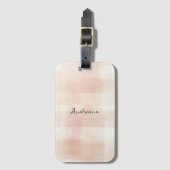 Blush Pink Plaid Stripes Bagagelabel (Voorkant (verticaal))