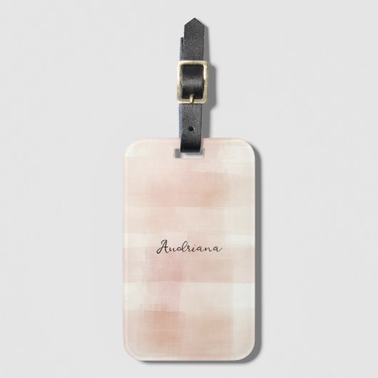 Blush Pink Plaid Stripes Bagagelabel (Voorkant (verticaal))