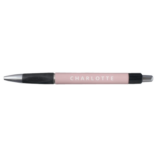 Blush Pink Plain Minimalistische aangepaste naam Pen (Voorkant)