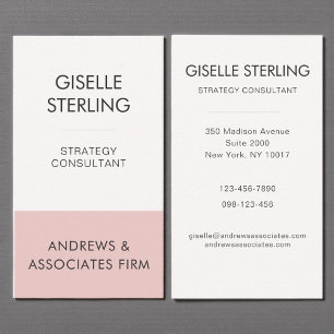 Blush Pink Professional Corporate Modern Elegant Visitekaartje