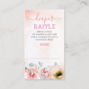 Blush Pink Pumpkin Herfst Luier Raffle Ticket Informatiekaartje