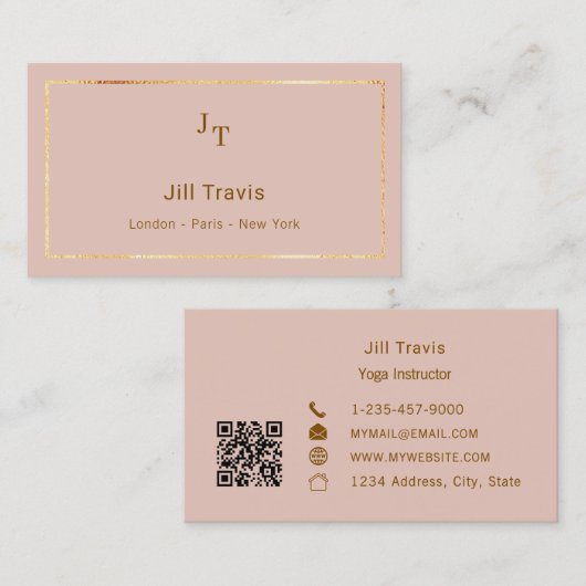 Blush pink QR code Business Card Visitekaartje (Voorkant / Achterkant)