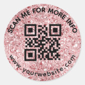 Blush Pink QR-code en aangepaste tekst ronde Stick Sticker (Voorkant)