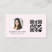 Blush Pink QR Code Foto Monogram Minimalistisch Visitekaartje (Voorkant)