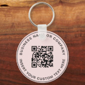 Blush Pink QR Code Modern Business Sleutelhanger (Voorkant)