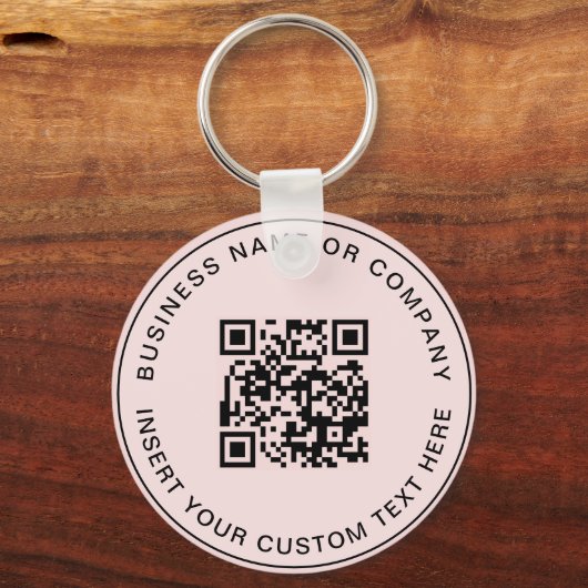 Blush Pink QR Code Modern Business Sleutelhanger (Voorkant)
