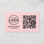 Blush Pink QR Code Modern Professionele Foto Logo Visitekaartje (Voorkant)