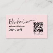 Blush Pink QR Code nagelsalon Referral Kaart (Voorkant)