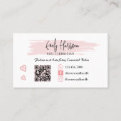 Blush Pink QR CODE Nail Salon Visitekaartje (Achterkant)