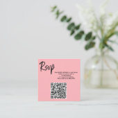 Blush Pink QR Code RSVP Card Vierkante Visitekaartje (Staand voorkant)