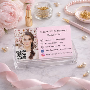 Blush pink qr code social media foto visitekaartje