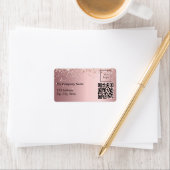 Blush pink QR code zakelijk logo retouradres Etiket (Insitu)