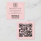 Blush Pink QR | Google Reviews Custom Feedback Vierkante Visitekaartje (Voorkant / Achterkant)