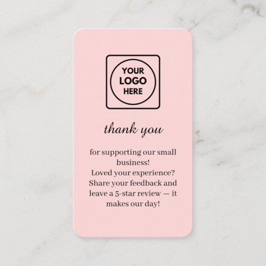 Blush Pink QR | Google Reviews Custom Feedback  Visitekaartje (Achterkant)