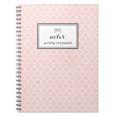Blush Pink Quatrefoil Pattern Custom Notitieboek (Voorkant)