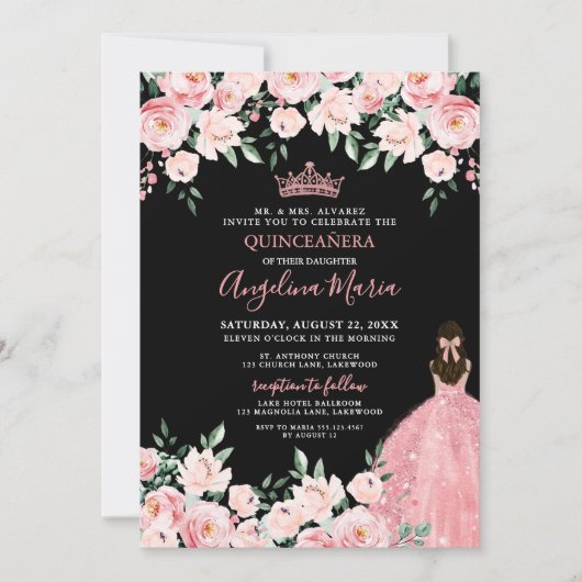Blush Pink Quinceanera Invitation (Devant)