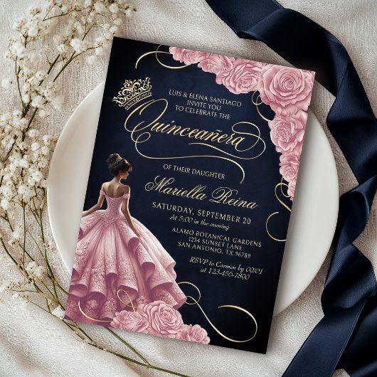 Blush Pink Quinceañera Kaart