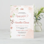 Blush Pink Quinceanera uitnodiging (Staand voorkant)