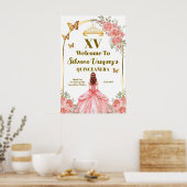 Blush Pink Quinceanera Welcome Template Poster (Keuken)