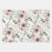 Blush Pink Ranunculus Dahlia Eucalyptus Garden Inpakpapier Vel (Voorkant 2)