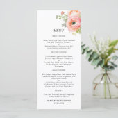 Blush Pink Ranunculus Floral Wedding Menu (Staand voorkant)
