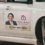Blush Pink Real Estate Agent Modern Gold Photo<br><div class="desc">Real Estate Agent Modern Blush Pink & Gold Realtor Custom Photo Car Magnets.</div>