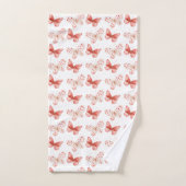 Blush Pink Red Butterflies   (Serviette à main)