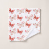 Blush Pink Red Butterflies   (Gant de toilette)