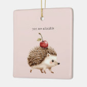 Blush Pink Red Cherry Adorable Hedgehog Keramisch Ornament (Links)