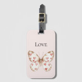 Blush Pink Red Hearts Butterfly Love Bagagelabel (Voorkant (verticaal))