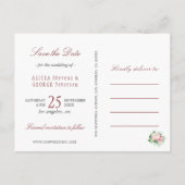 Blush Pink Red Peony Rozen Chic Wedding Aankondigingskaart (Achterkant)