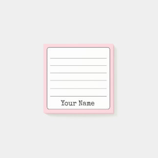Blush Pink Retro Voeg Jouw naam toe gevoerd Post-it® Notes