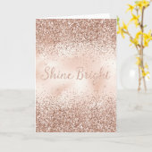 Blush Pink Roos Glitter Shine Bright Quote Kaart (Gele Bloem)