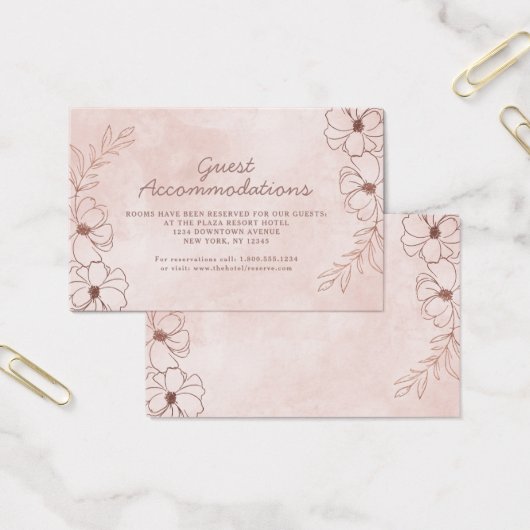 Blush Pink & Roos Gold Accommodaties Invoegen Kaar Visitekaartje (Kantoor)