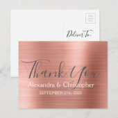 Blush Pink | Roos Gold Elegant Wedding Dank u Briefkaart (Voorkant / Achterkant)