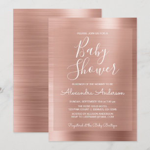 Blush Pink - Roos Gold Foil Baby shower Uitnodigin Kaart