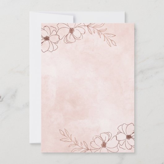Blush Pink & Roos Gold Foil Bridal Brunch Shower Kaart (Achterkant)