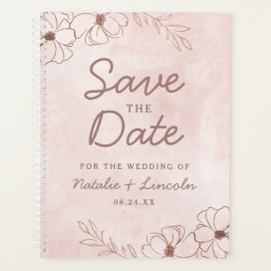 Blush Pink & Roos Gold Foil Save the Date Wedding Planner