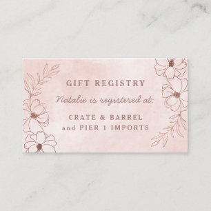 Blush Pink & Roos Gold Foil Shower Gift Registry Informatiekaartje