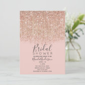 Blush Pink & Roos Gold Glitter Vrijgezellenfeest Kaart (Staand voorkant)