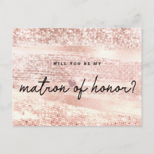Blush Pink & Roos Gold Matron of Honor Briefkaart