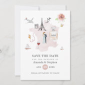 Blush Pink & Roos Gold Paris Destination Wedding Save The Date (Voorkant)