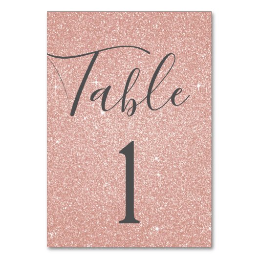 Blush Pink - Roos Gold Sparkle Tafelnummer (Achterkant)