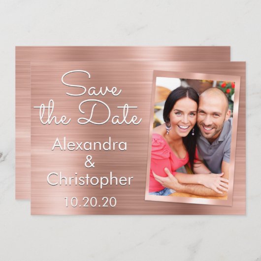 Blush Pink | Roos Gold Wedding Save the Date (Voorkant / Achterkant)